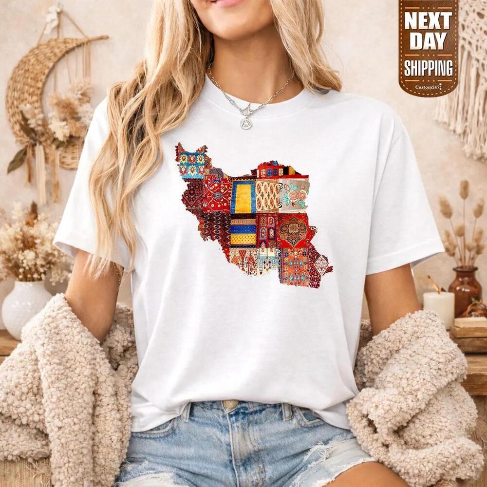 Iran Map Rug Pattern Shirt Persian Pride Tee